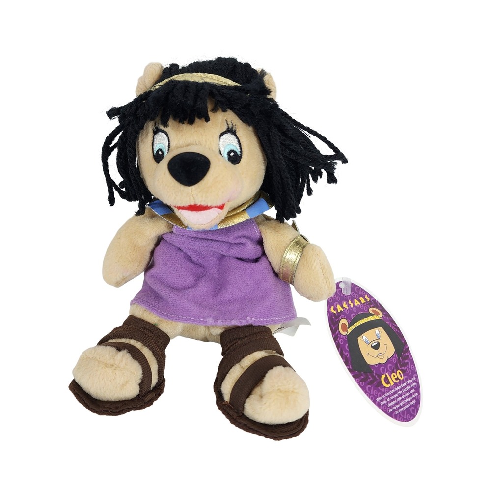 Caesars Palace Cleo Teddy Bear Plush 9" Purple Tunic Gold Headband NWT Vintage